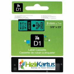 Dymo D1 40919 Black On Green Compatible Label Strip 9mm x 7m