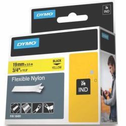 Dymo Rhino Pro Yellow Black Flexible Nylon Strip 19mm x 3.5m - 18491 (Damaged Box)