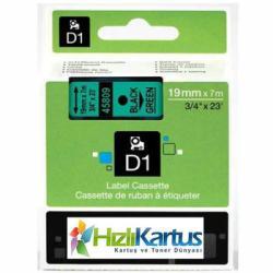 Dymo D1 45809 Black On Green Compatible Label Strip 19mm x 7m