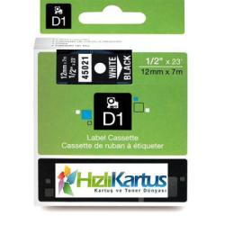 Dymo D1 45021 Black White Compatible Label Strip 12mm x 7m