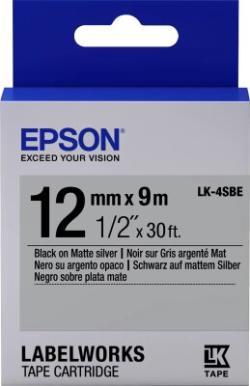 Epson C53S654017 (LK-4SBE) Matte Silver with Black Original Label Ribbon - LW-K400VP
