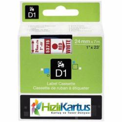 Dymo D1 53715 Red Compatible Label Strip on White 24mm x 7m