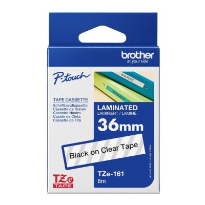 Brother TZe-161 36mm Clear Label with Black Lamination - PT-9400