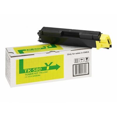 Kyocera TK-580Y (1T02KTANL0) Yellow Original Toner - FS-C5150dn / P6021Cdn (Without Box)