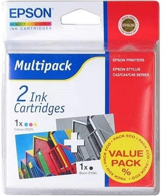 Epson C13T036140BA (T036 / T037) 2 Pack Original Cartridge - Stylus C42 (Ex)
