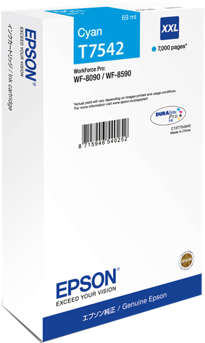 Epson C13T754240 (T7542) Cyan Original Ink - WF-8090 / WF-8590 (Ex)