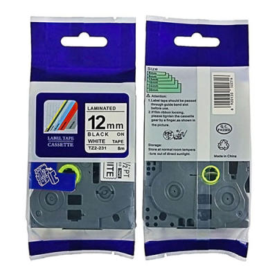 Brother TZE-231 Black on White Compatible Label Strip 12mm x 8m - GL-100