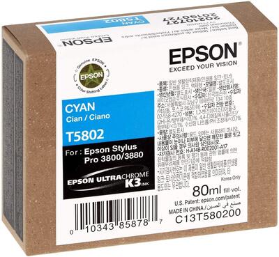 Epson C13T580200 (T5802) Cyan Original Ink - Stylus Pro 3800 (Ex)