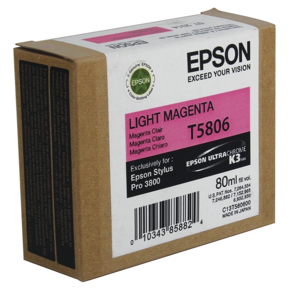 Epson C13T580600 (T5806) Light Magenta Original Cartridge - Pro 3800 (T1696) (Ex)