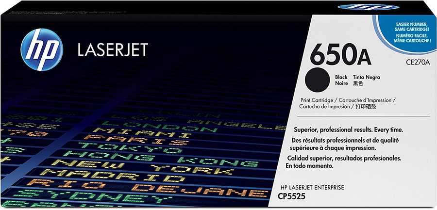 HP CE270A (650A) Black Original Toner Cartridge - CP5525dn (B)
