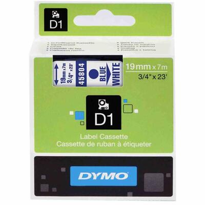 Dymo 45804 D1 White-Blue Replacement Strip 19mm x 7m