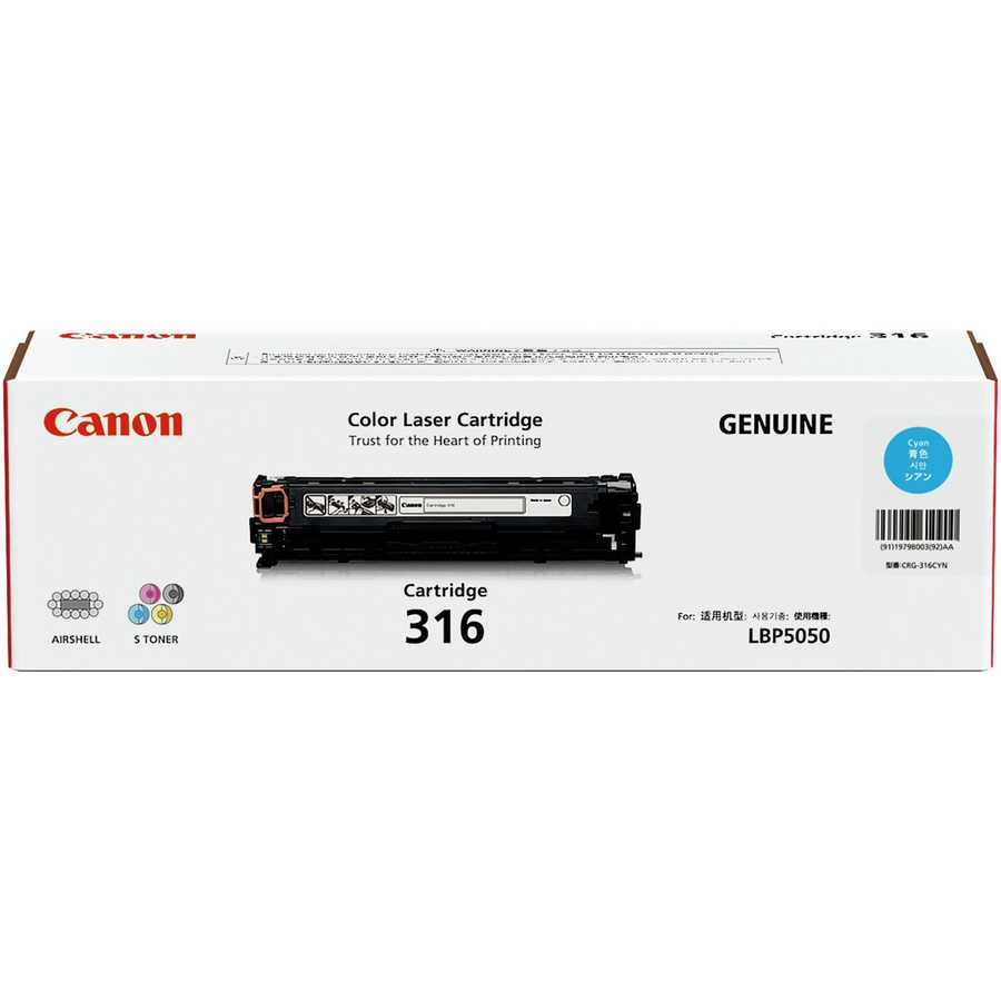 Canon CRG-316C (1979B003AA) Cyan Original Toner Cartridge - LBP5050 / MF8030Cn / MF8050Cn