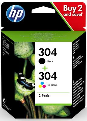 HP 3JB05AE (304) Black+Colour Original Two-pack Cartridge - DeskJet 2620 / 2621