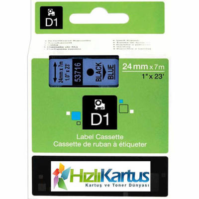 Dymo D1 53716 Black On Blue Compatible Label Strip 24mm x 7m