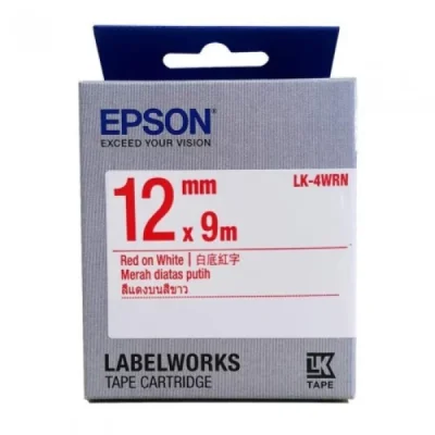 Epson LC-4WRN9 Red - White Original Label (12mm x 9m)