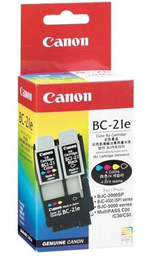 Canon BC-21E (0899A002) Original ink Printhead + Black and Color Cartridge - BJC-2000 / BJC-2100