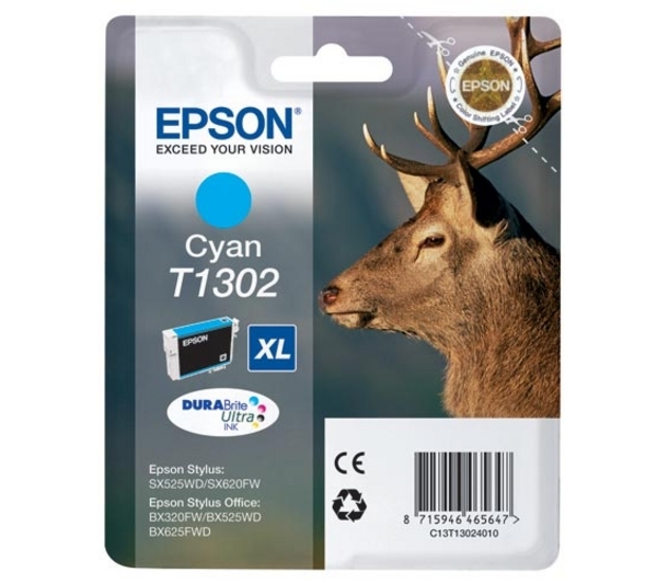 Epson C13T13024020 (T1302) Cyan Original Ink Cartridge (Ex)