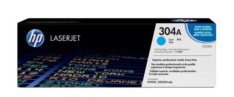 HP CC531A (304A) Cyan Original Toner Cartridge - LaserJet CP2025n (B)