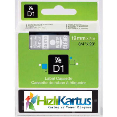 Dymo D1 45810 Black Compatible Label Strip On Transparent 19mm x 7m