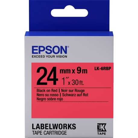 Epson LK-6RBP C53S656004 Black On Red Original Label Strip LW-400, LW-600P, LW-K400, LW-700
