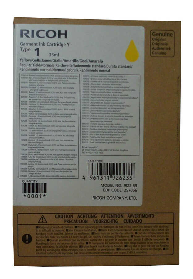 Ricoh Type 1 257066 Yellow Original Cartridge - Ri1000
