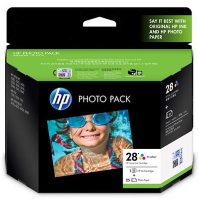 HP Q8893AA (28) Colour Original Cartridge + 25 Photo Paper (Ex)