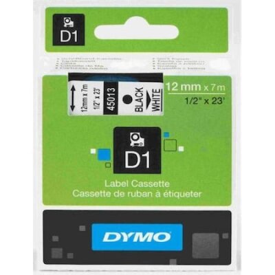 Dymo 45013 D1 Black on White Original Label (12 mm x 7 mt)
