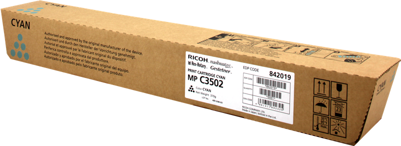 Ricoh 842019 / 861913 Cyan Original Copier Toner - MP-C3002 / MP-C3502