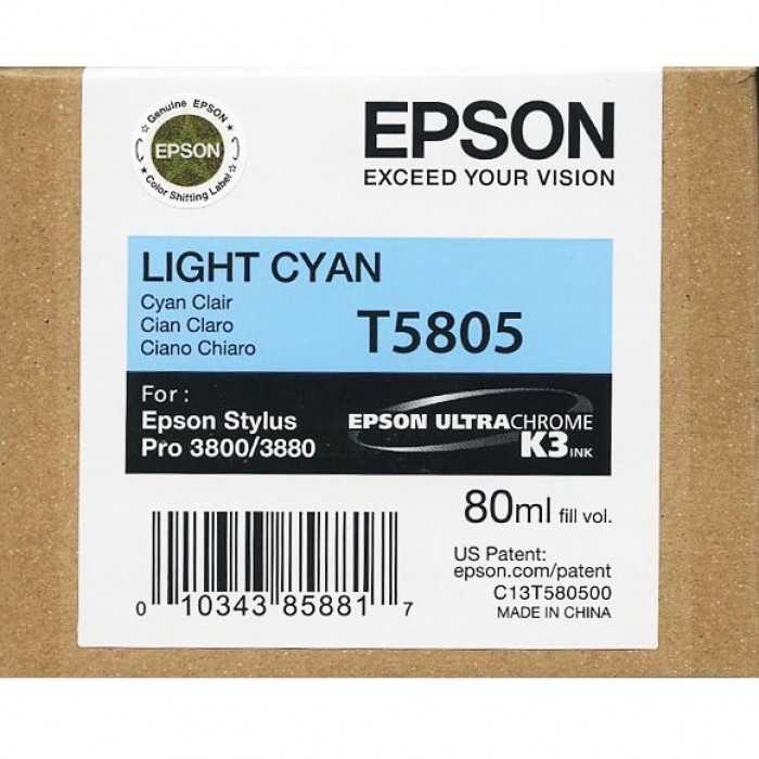 Epson C13T580500 (T5805) Light Cyan Original Ink - Stylus Pro 3800 (Without Box)