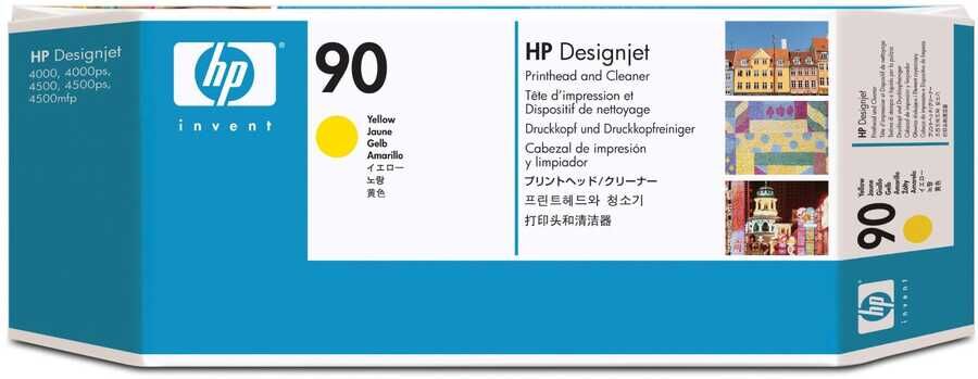 HP C5057A (90) Yellow Original Head Cartridge + Cleaner - DesignJet 4000 (Ex)