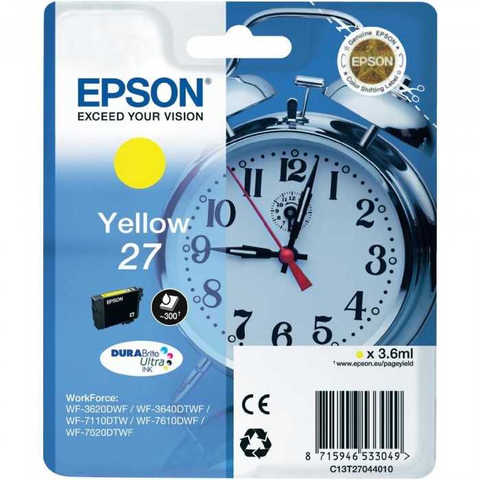 Epson C13T27044020 (27) Yellow Original Ink - WF-3620 (Ex)