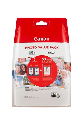 Canon PG-46 / CL-56 (9059B003) Duo Pack Original Cartridge + 50 Photo Paper - E204 / E304