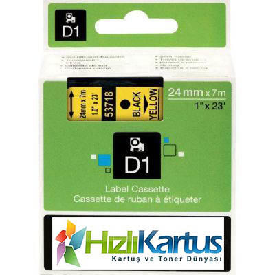 Dymo D1 53718 Black On Yellow Compatible Label Strip 24mm x 7m