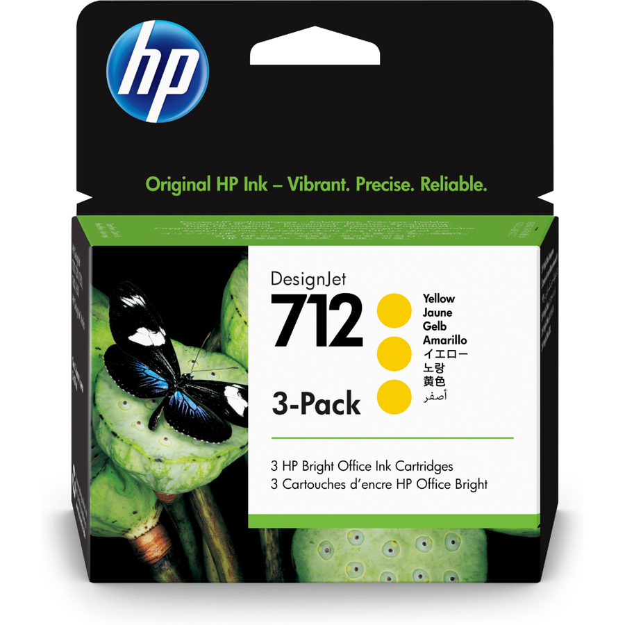 HP 3ED79A (712) Yellow Original Cartridge 3-pack - DesignJet T650