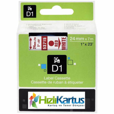 Dymo D1 53715 Red Compatible Label Strip on White 24mm x 7m