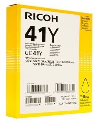 Ricoh GC41Y 405768/405764 Geljet Yellow Original Cartridge SG2100 / SG3110 / SG3100 (Ex)